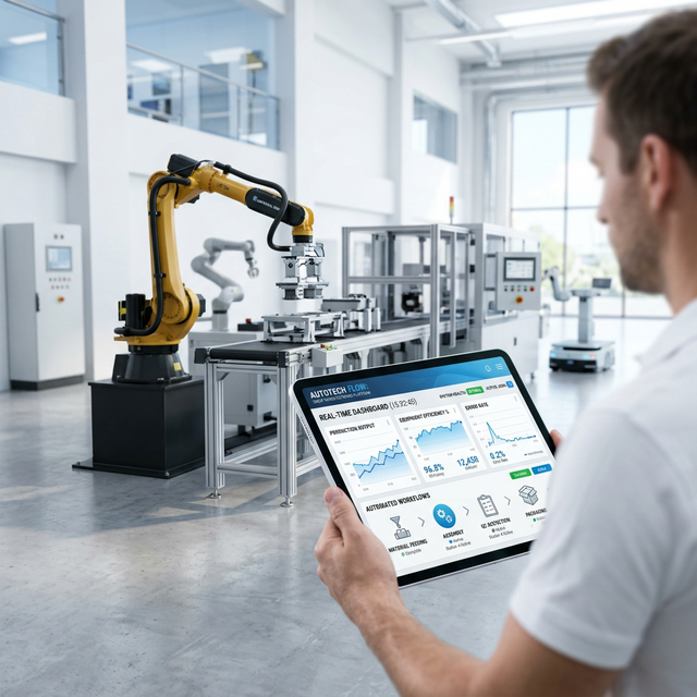 Concepto de digitalización y automatización operativa